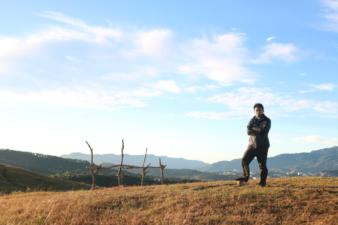 man standing during sunrise