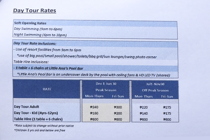 Lake Haven Day Tour Rates